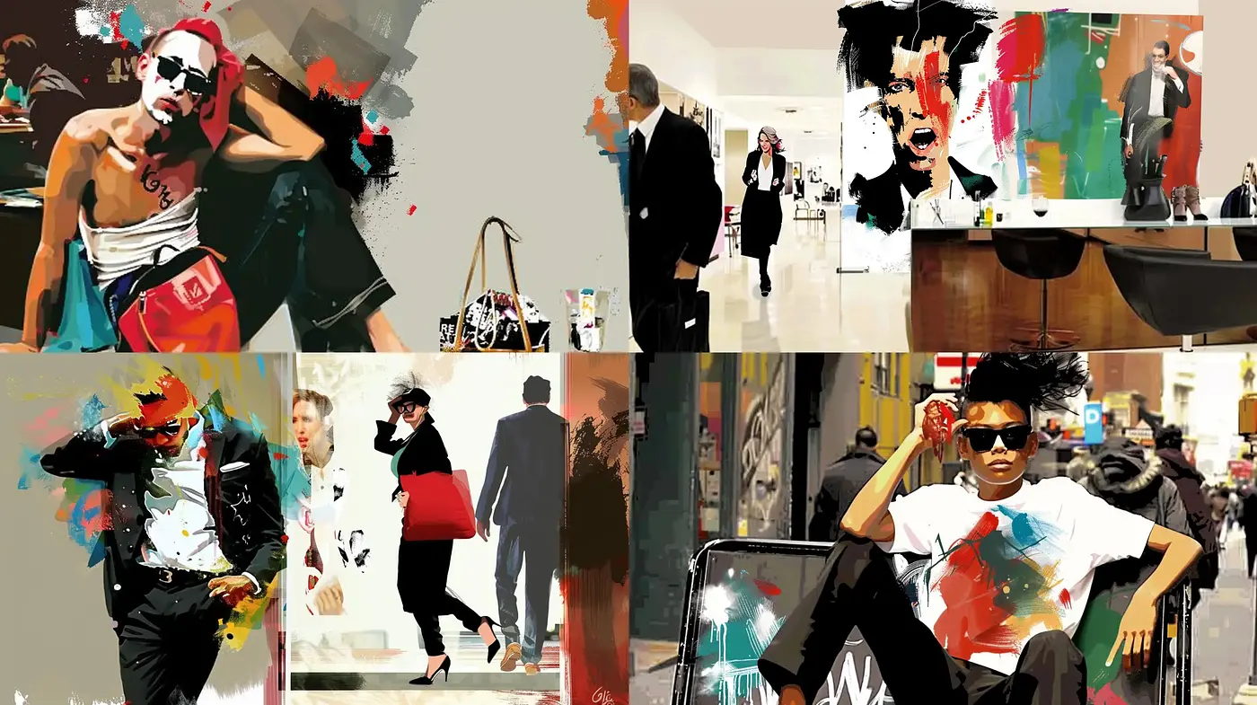 Urban Chic with Abstract Expressionist Flair - Midjourney sref style