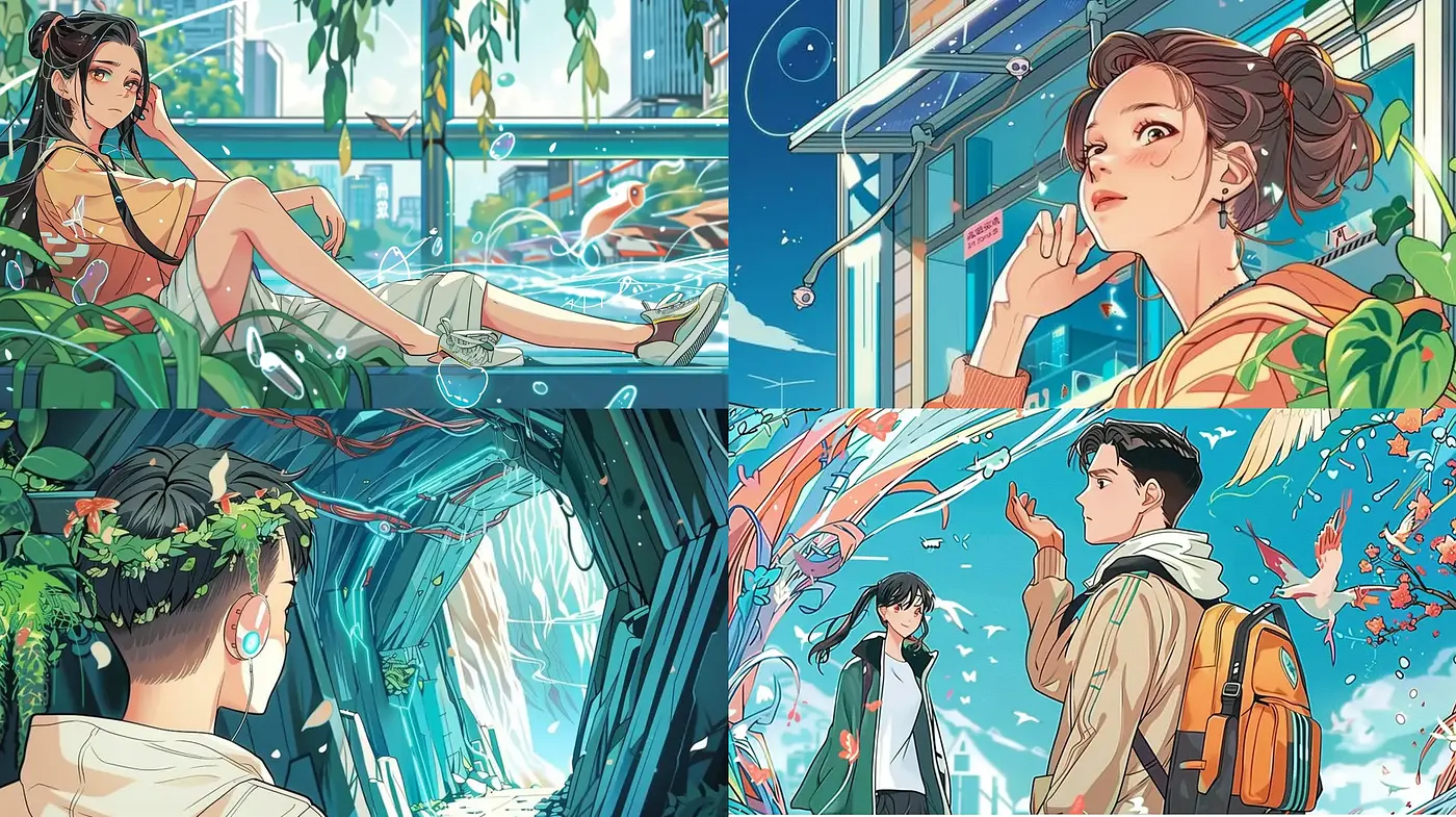 Serene Visions of Contemporary Anime-Inspired Urban Utopia - Midjourney sref style