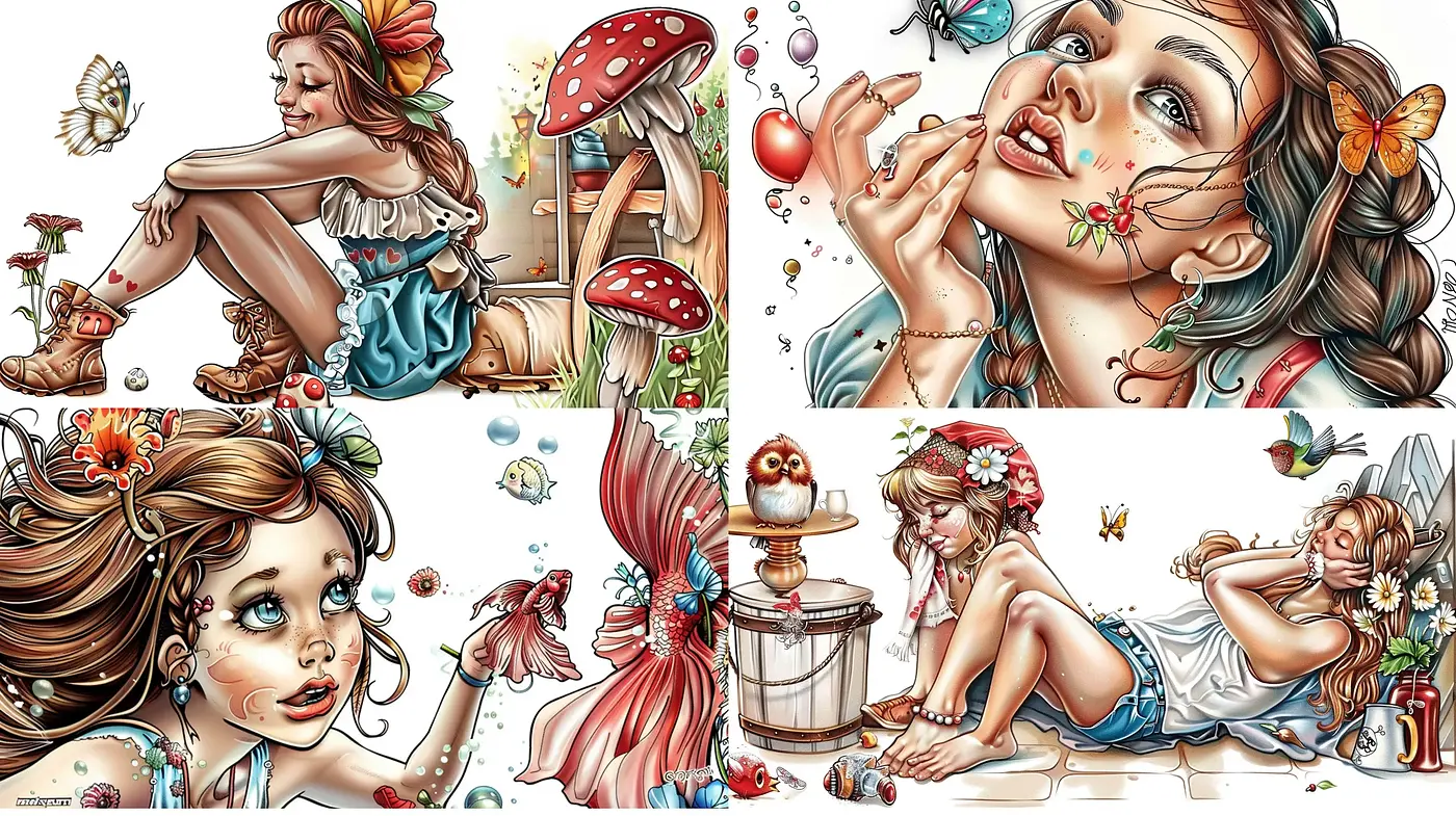 Enchanting Whimsical Illustrations with a Vivid Fairy Tale Essence - Midjourney sref style