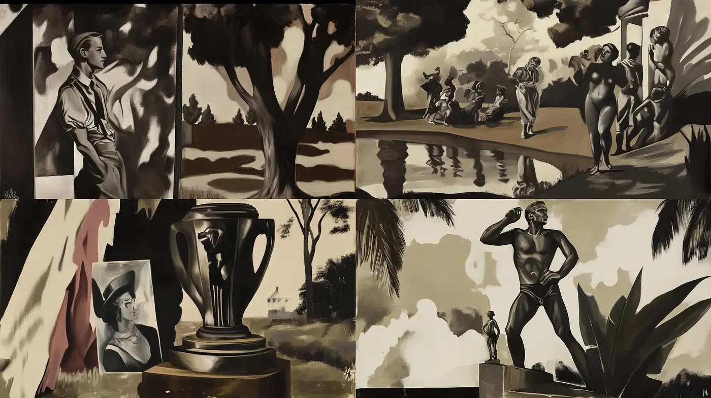 Monochromatic Sepia-Toned Elegance of Classical Forms - Midjourney sref style