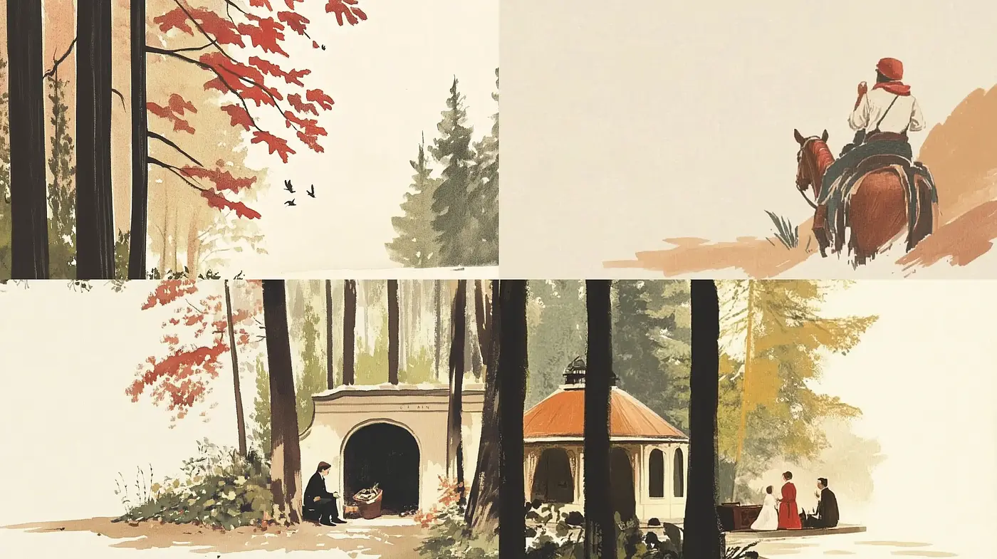 Tranquil Renderings of Autumnal Serenity in Stylized Illustration - Midjourney sref style