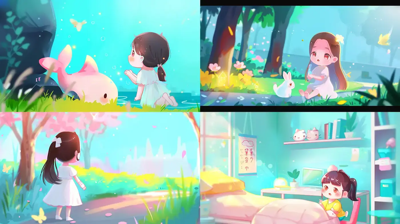 Whimsical and Dreamy Illustrations with Pastel Aesthetics - Midjourney sref style