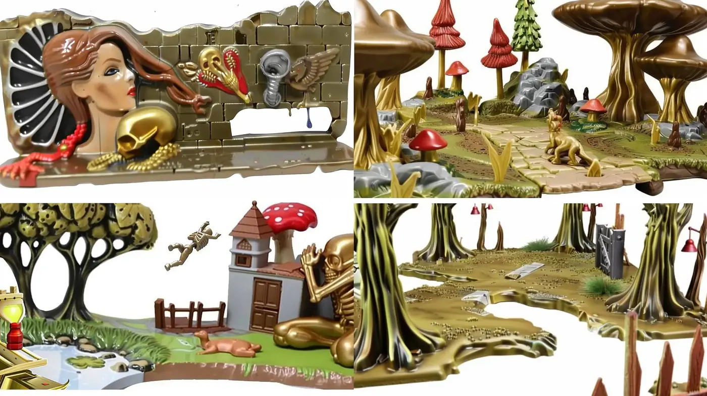 Surrealistic Dreamscapes with Golden Overtones - Midjourney sref style