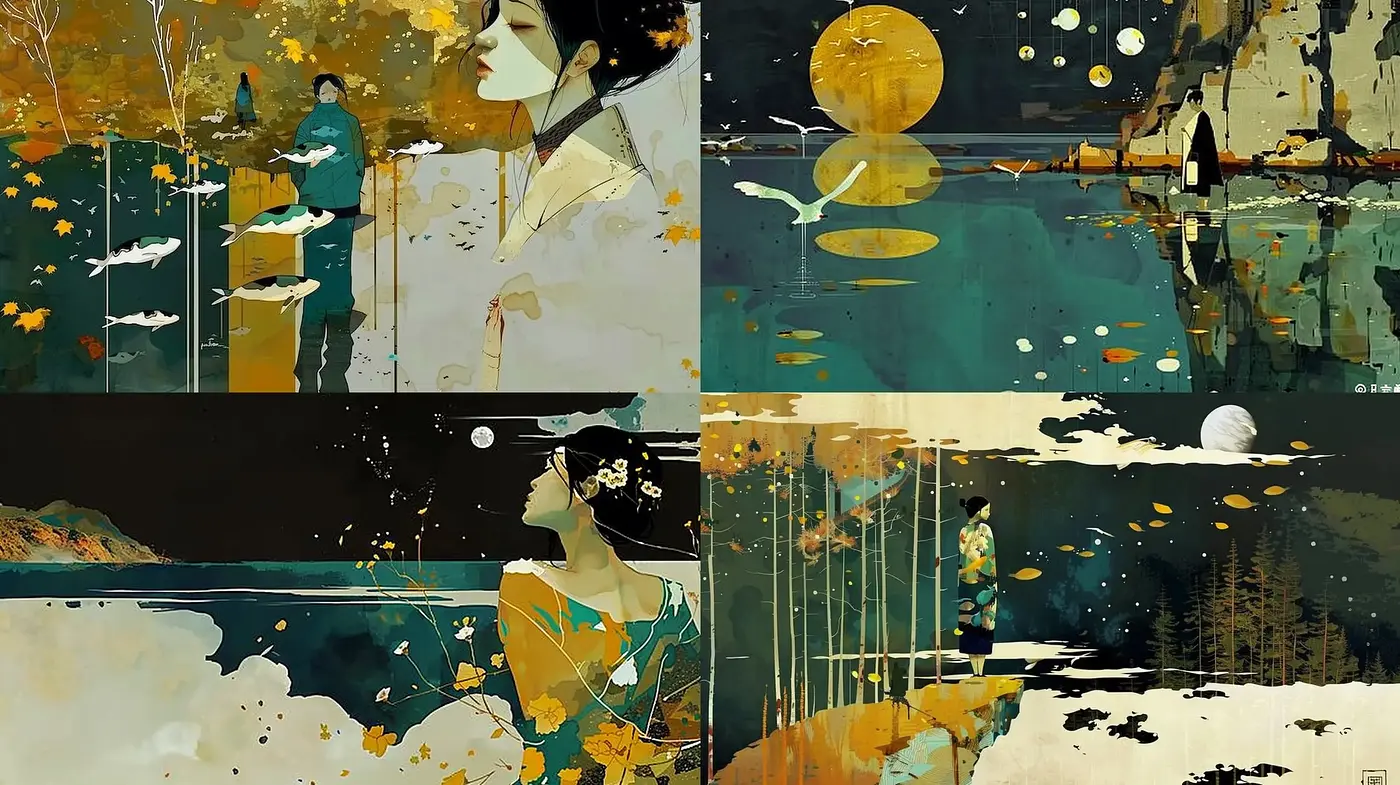 Ethereal Brushstrokes and Dreamy Landscapes in Earthy Tones - Midjourney sref style