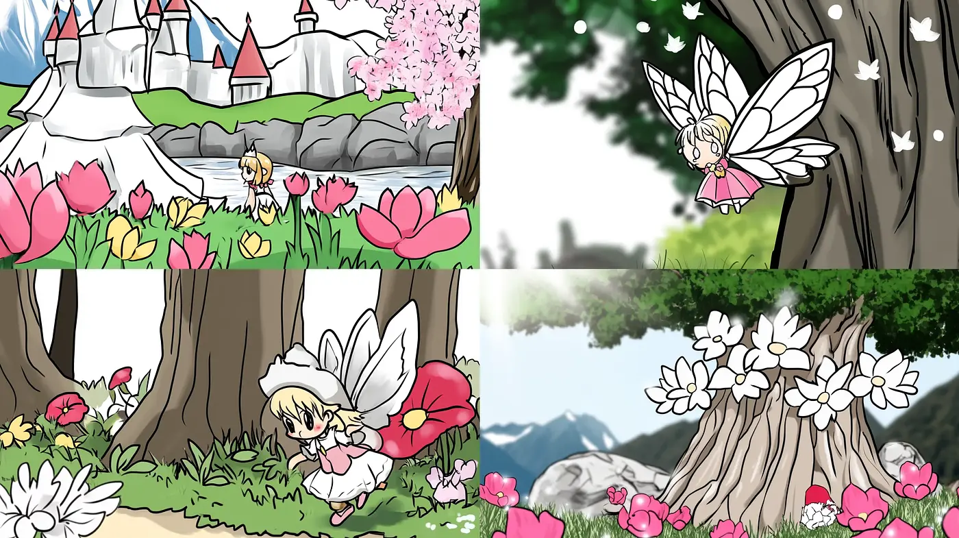 Enchanting Storybook Blossomscapes - Midjourney sref style