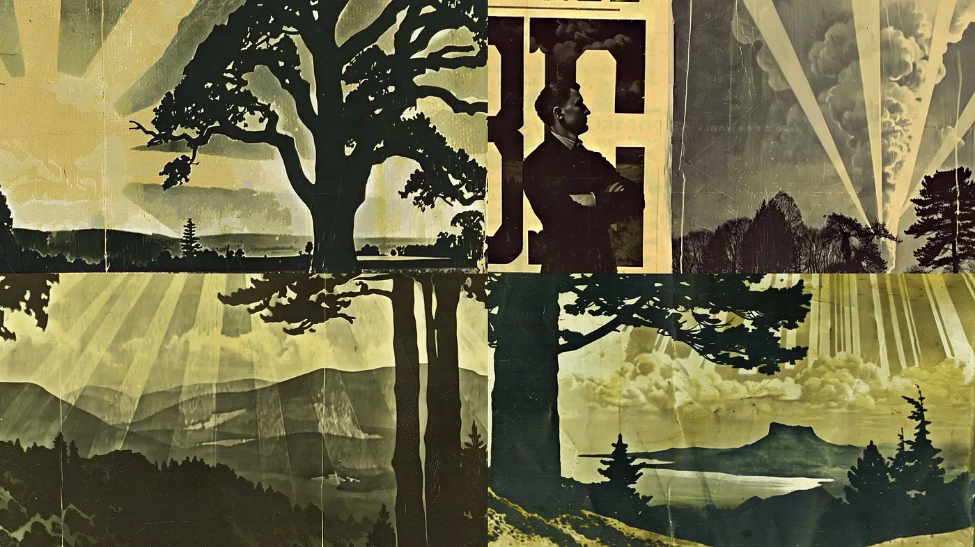 Sepia-Toned Echoes of Nature and Silhouette: A Fusion of Vintage Serenity and Artistic Texture - Midjourney sref style