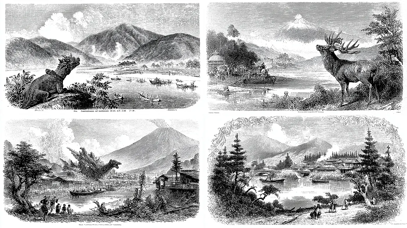 Intricately Detailed Black and White Illustrations with a Vintage Aesthetic - Midjourney sref style