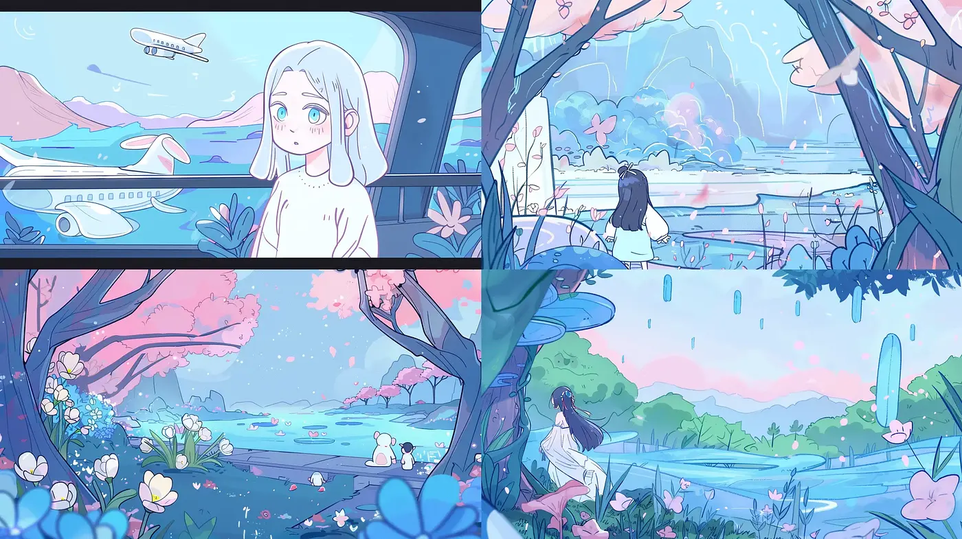 Serene Pastel Dreamscape Illustrations - Midjourney sref style