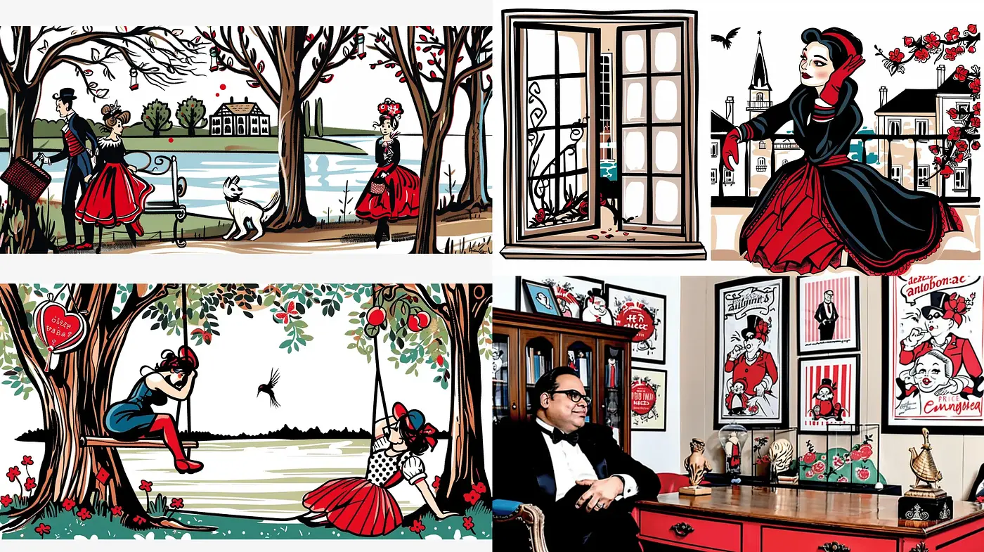 Stylized Retro Comic Book Elegance with a Modern Twist - Midjourney sref style