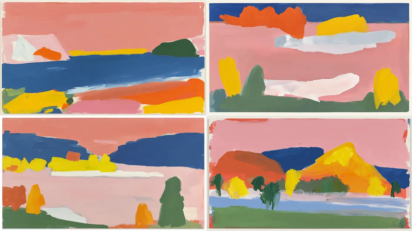 Vibrant and Playful Abstract Landscapes with Soft Textures - Midjourney sref style