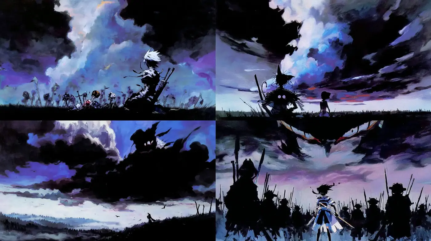 Dynamic and Atmospheric Illustrations with a Dark Aesthetic - Midjourney sref style