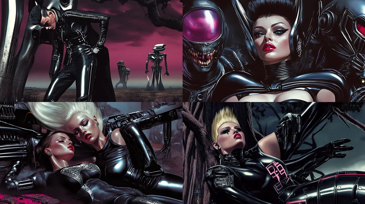 Futuristic Noir Elegance with Cyberpunk Sensibilities - Midjourney sref style