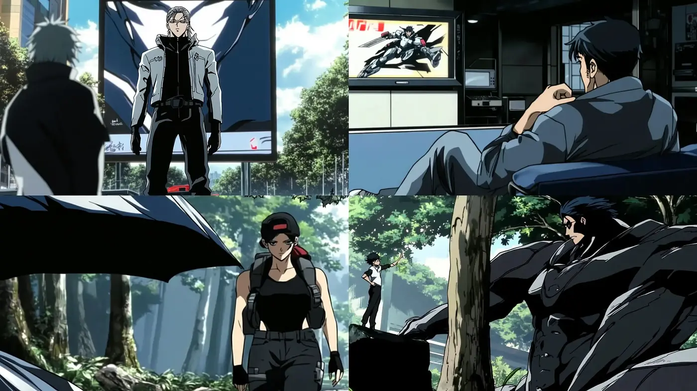 Stylized Dynamic Anime Essence with Consistent Character Features - Midjourney sref style