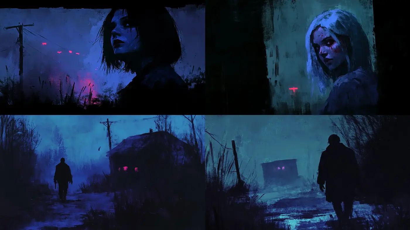 Ethereal Nocturne: A Haunting Palette of Twilight and Shadows - Midjourney sref style