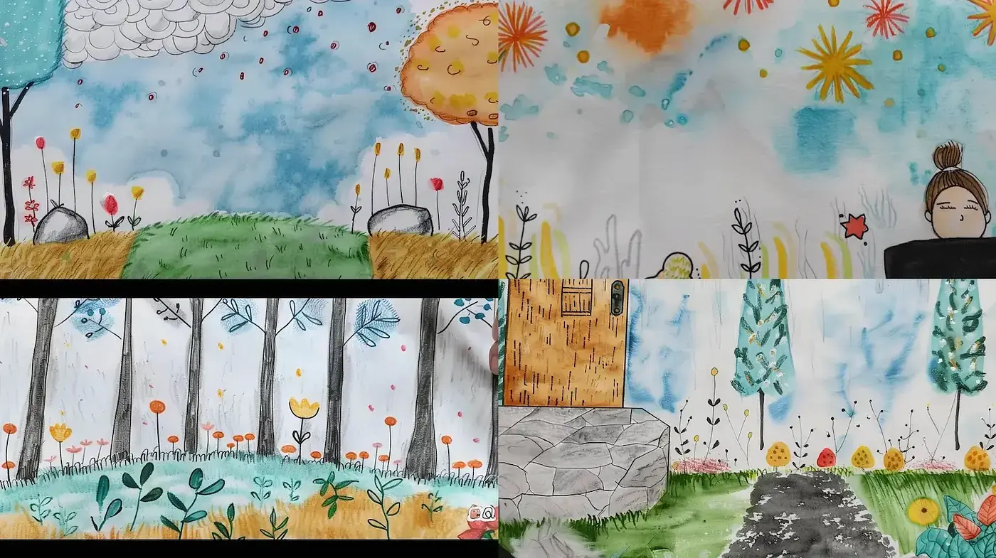 Charming Whimsical Illustrations with Playful Natural Elements - Midjourney sref style