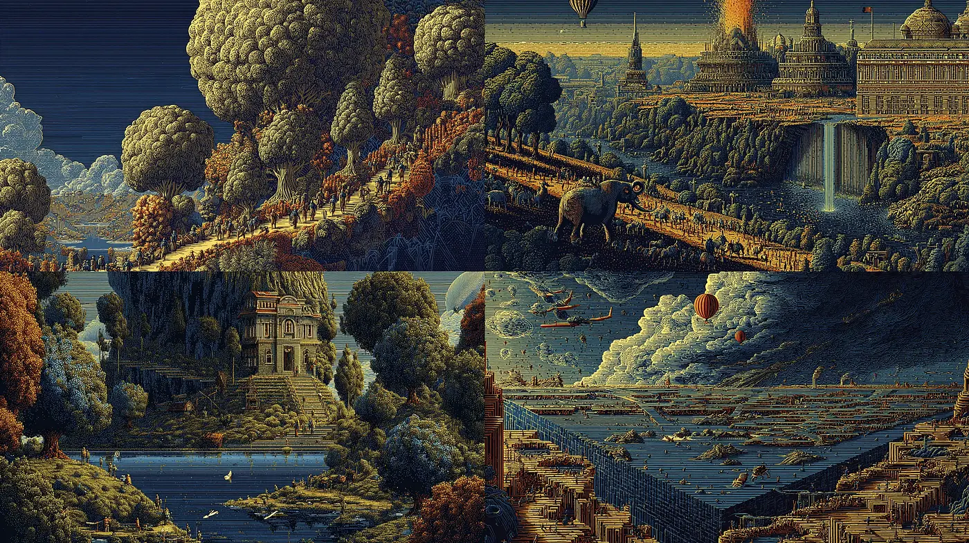 Surreal landscapes with a dreamlike, whimsical ambiance - Midjourney sref style