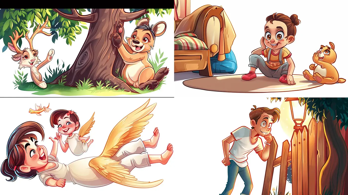 Whimsical Storybook Illustrations with Warm Tones and Expressive Characters - Midjourney sref style