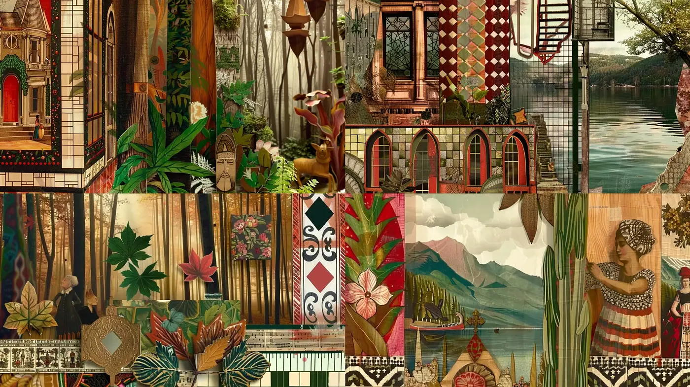 Eclectic Tapestry of Textured Dreams - Midjourney sref style