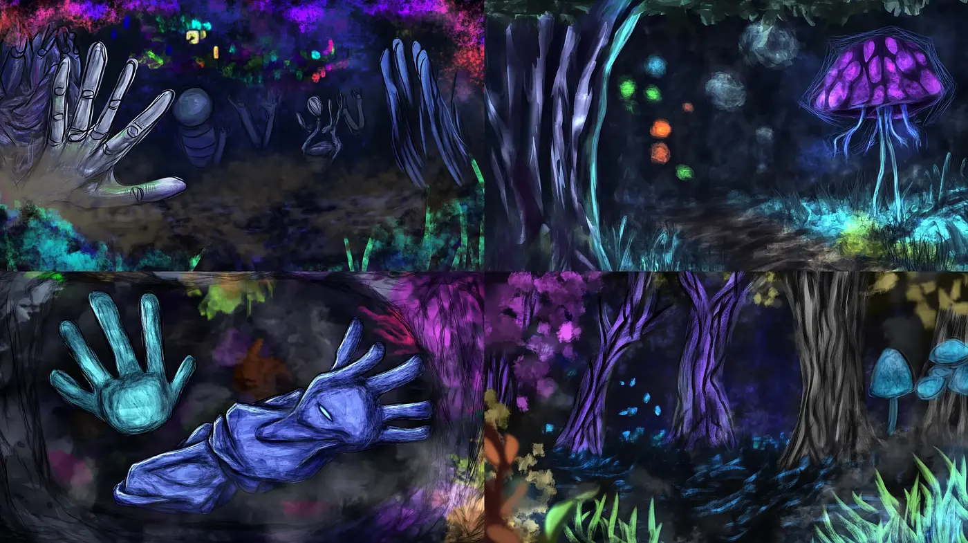 Ethereal Nocturnal Woodland: A Fusion of Luminosity and Whimsy - Midjourney sref style