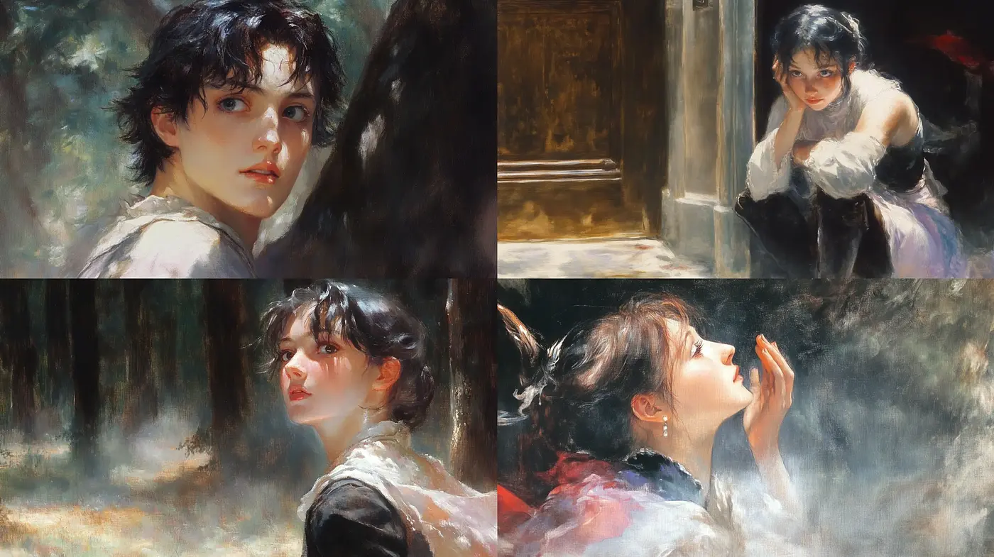 Romantic Brushwork in Luminous Tonal Harmony - Midjourney sref style