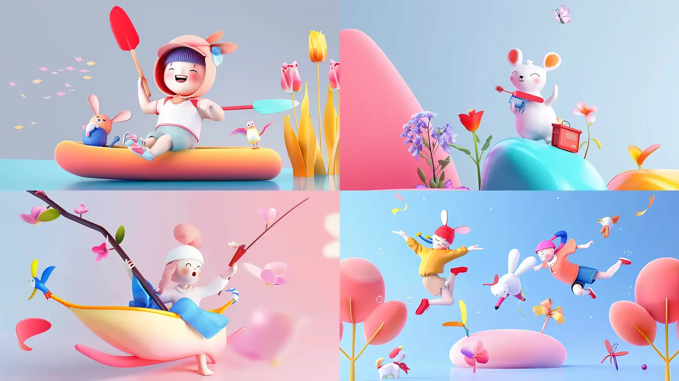 Whimsical Pastel Dreamscape with Glossy Textures - Midjourney sref style