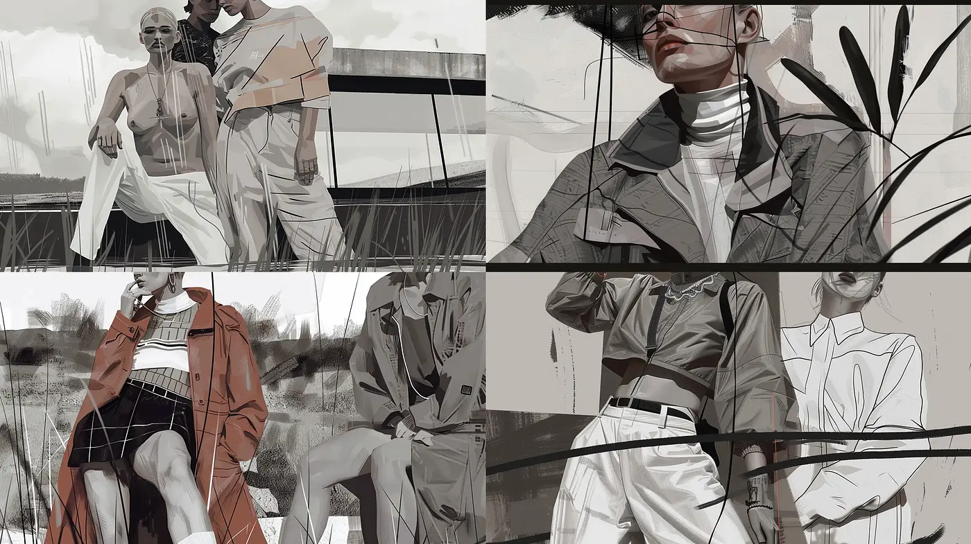 Monochrome Elegance in Contemporary Illustration - Midjourney sref style