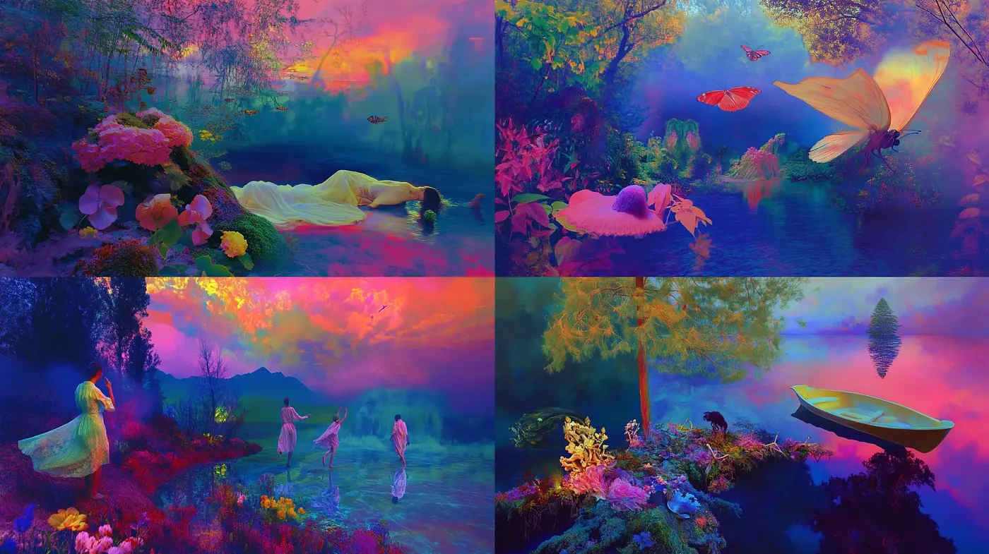 Ethereal Twilight Dreamscapes: A Whimsical Fusion of Nature and Fantasy - Midjourney sref style