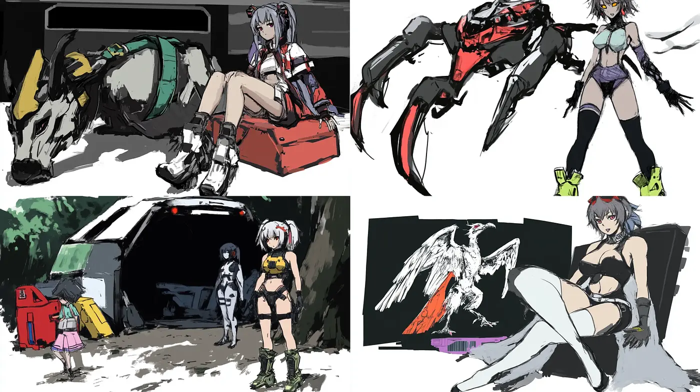 Futuristic Cyberpunk Illustration with Anime Influences - Midjourney sref style