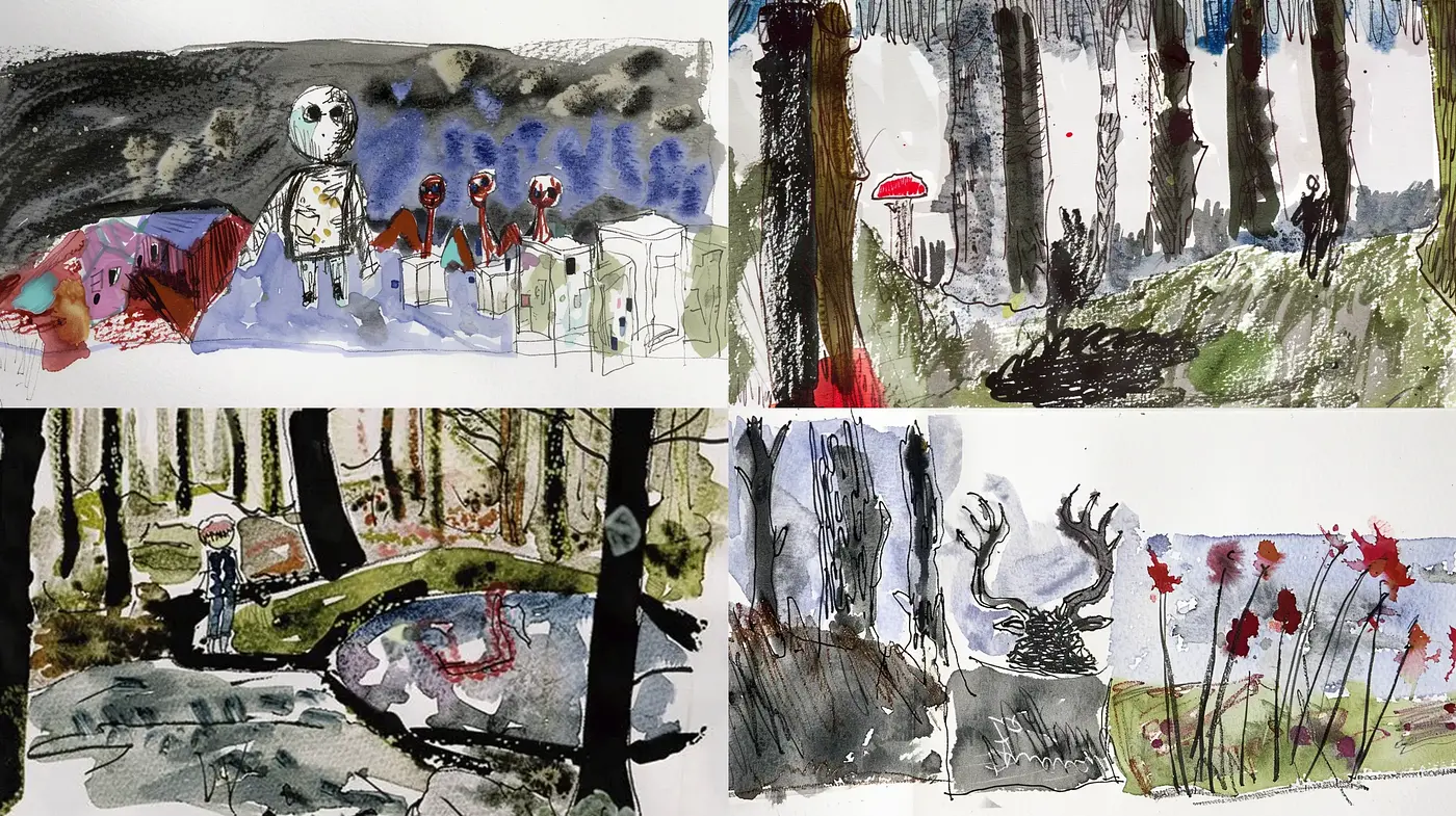 Whimsical Watercolor Narratives with a Sense of Otherworldliness - Midjourney sref style