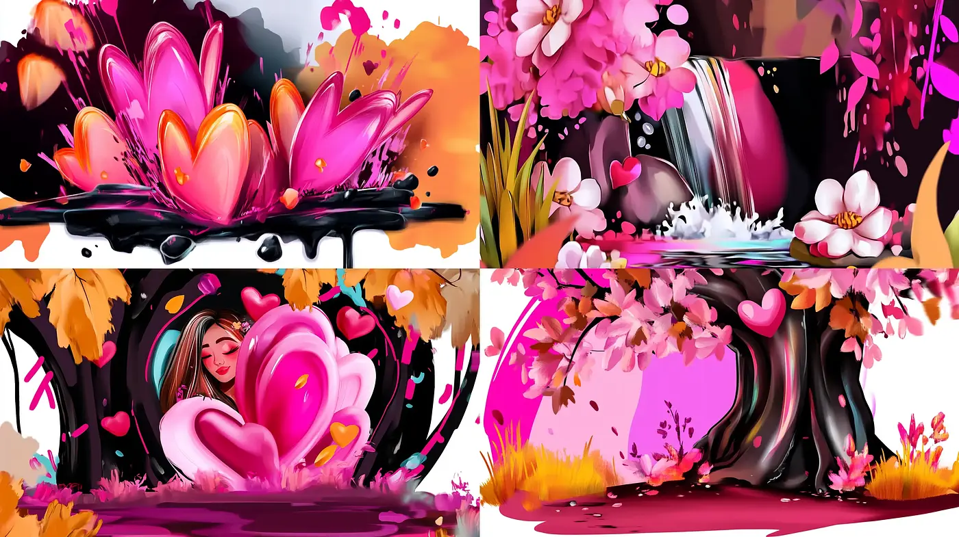 Vibrant Blossom Fantasia: A Vivid Expression of Digital Florals in Luscious Pinks - Midjourney sref style
