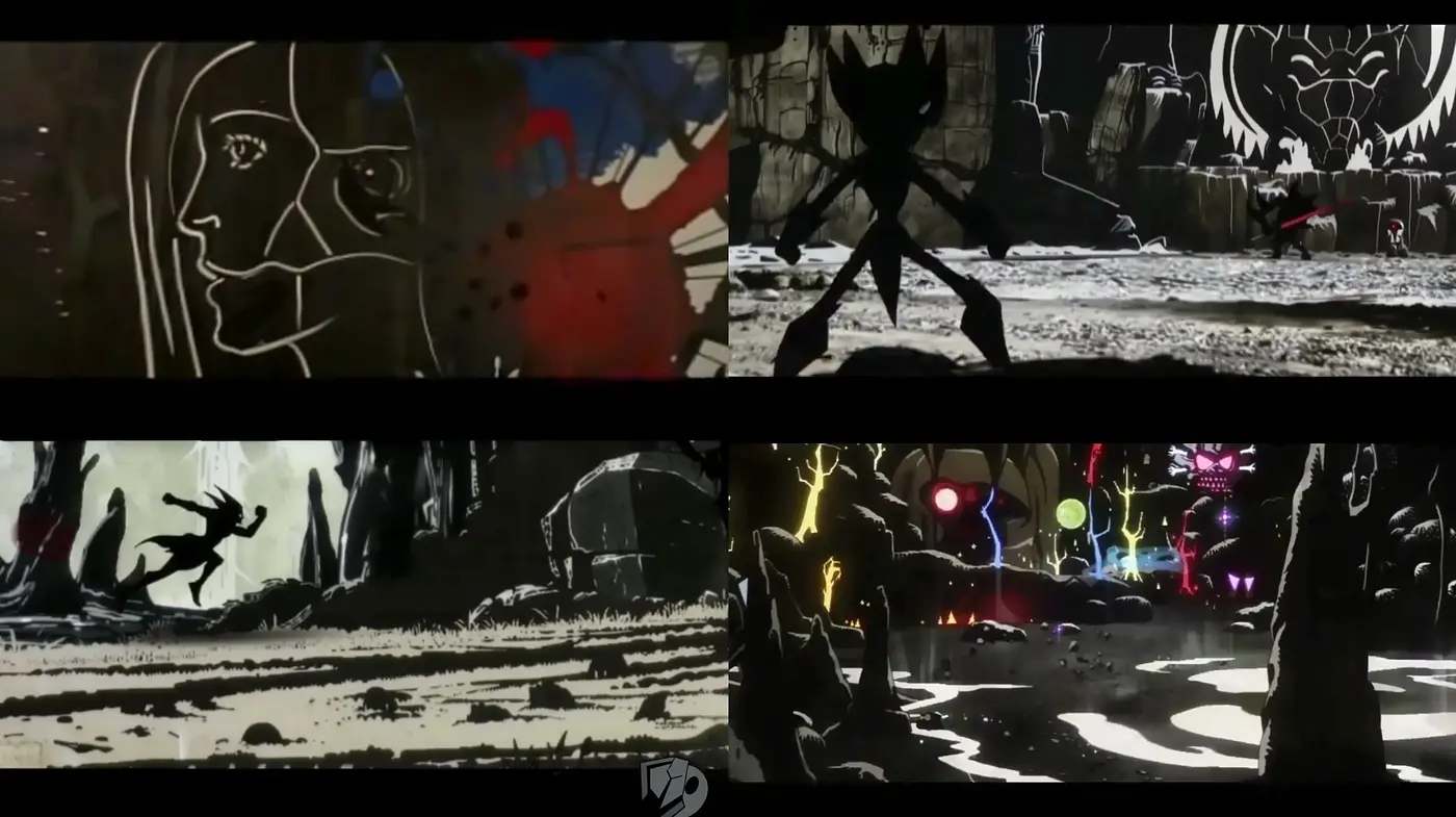 Noir and Neon: An Exploration of Stark Contrast and Dynamic Silhouettes - Midjourney sref style