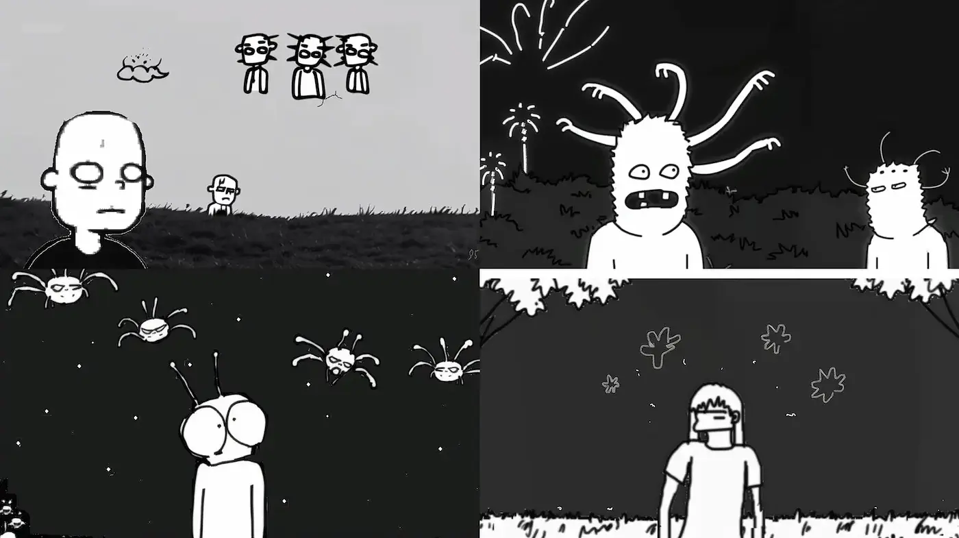 Eccentric monochrome illustrations with a surreal vibe - Midjourney sref style