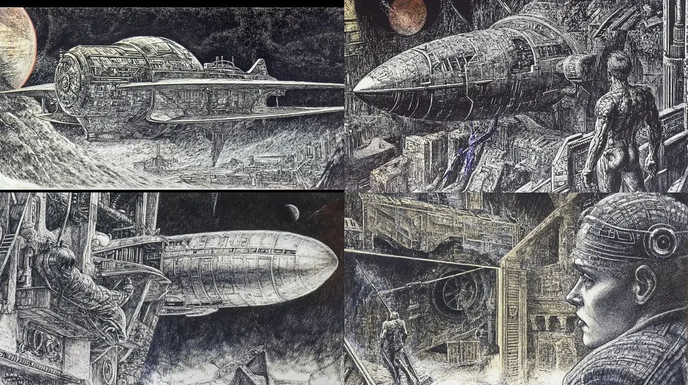 Ethereal Sci-Fi Dreamscape: An Homage to Vintage Astronomical Etchings - Midjourney sref style
