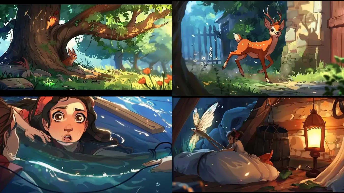 Enchanting Glimpses of a Fairytale World: A Lyrical Fusion of Warm Hues and Whimsical Imagery - Midjourney sref style