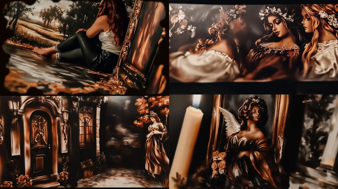 Baroque Revival in Sepia: Timeless Elegance and Contemplative Grace - Midjourney sref style