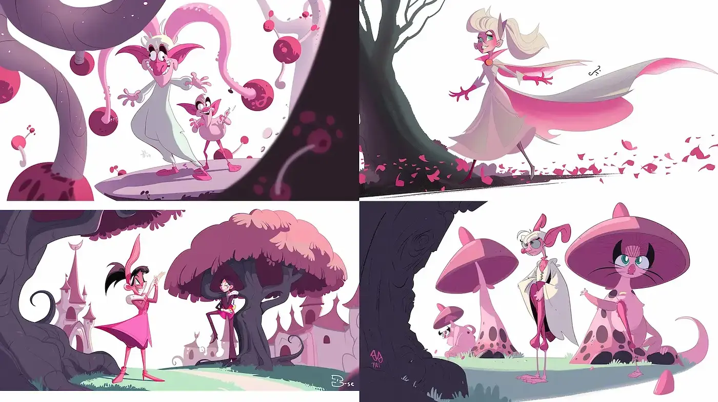 Whimsical and Colorful Illustrated Fantasy Landscape - Midjourney sref style