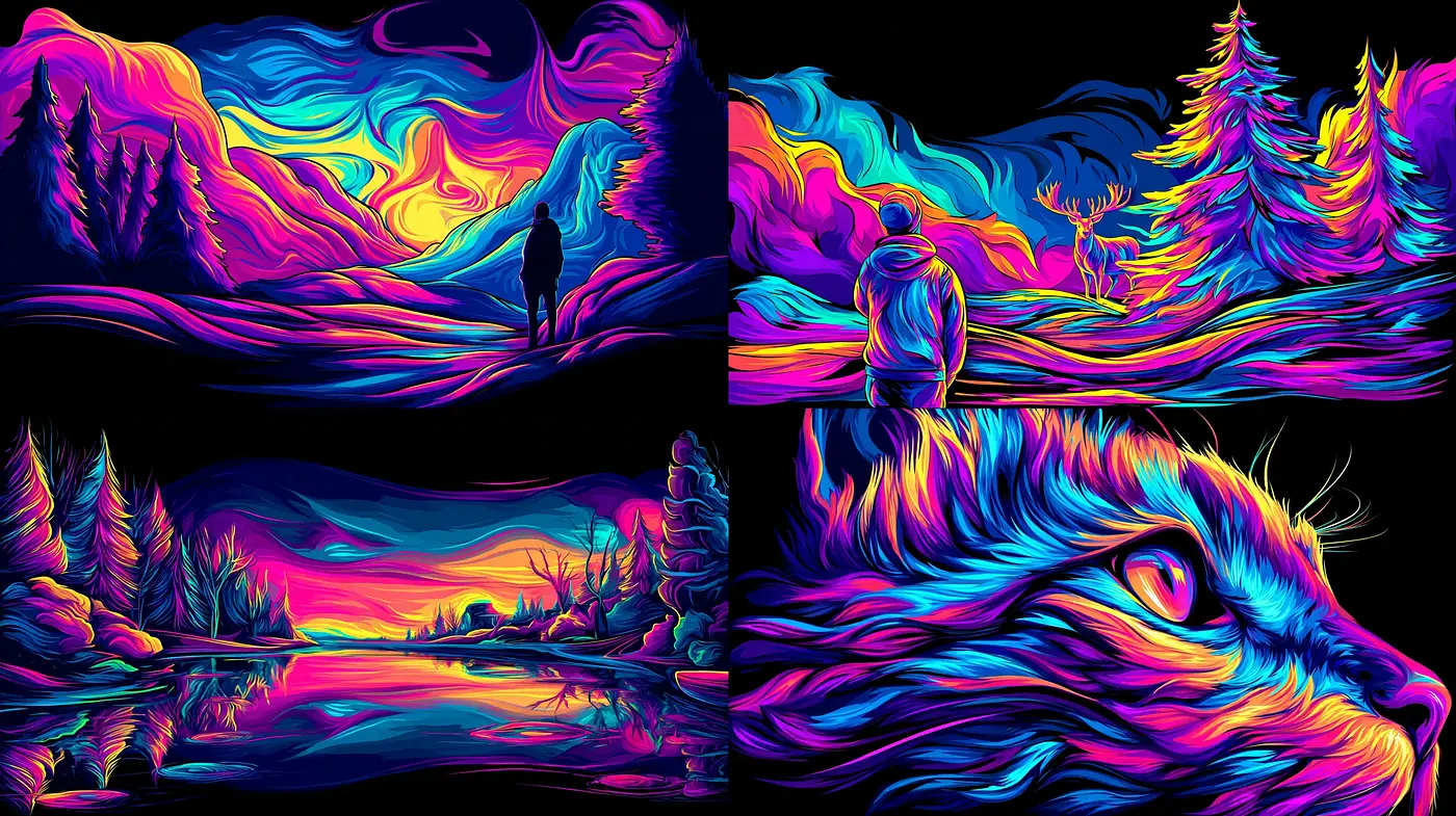 Vibrant and Surreal Nature Landscapes with a Playful Aesthetic - Midjourney sref style