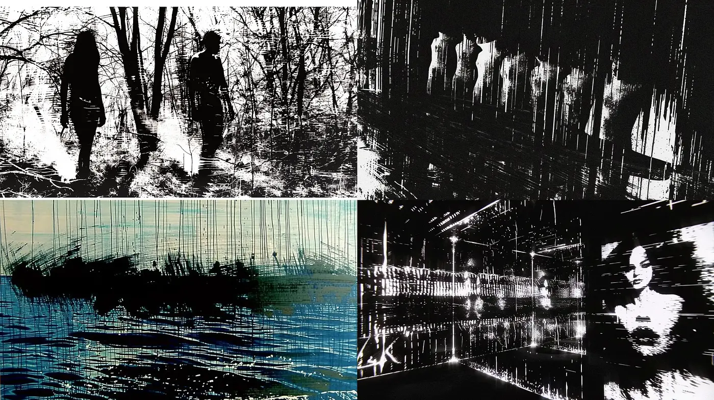 Abstract Expressionist Noir: A Homage to the Bleak and Unsettled - Midjourney sref style