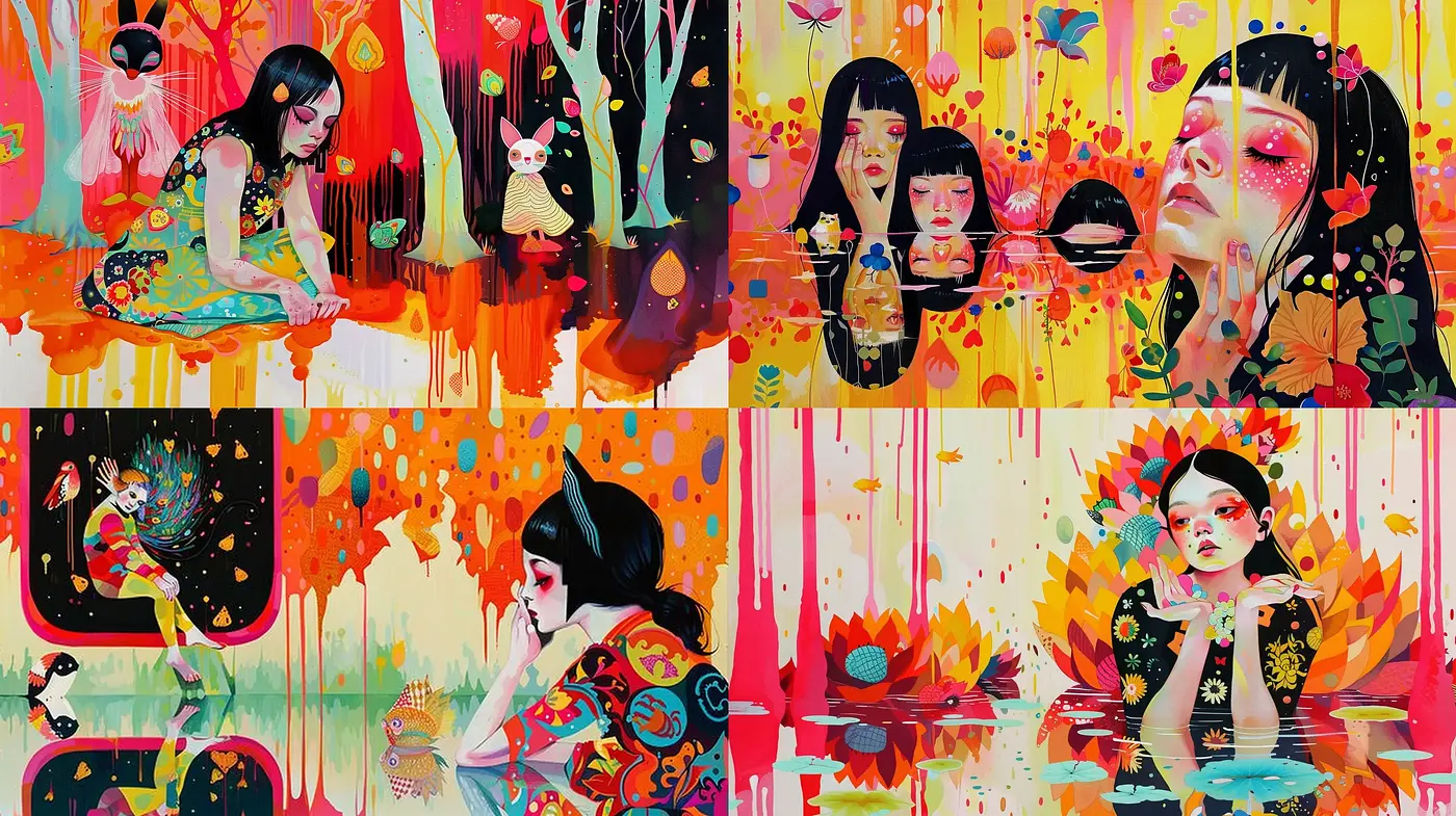 Vibrant Fusion of Contemporary Anime and Psychedelic Art - Midjourney sref style