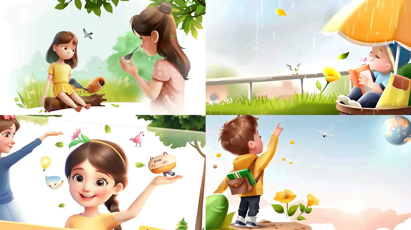 Idyllic Childhood Echoes in Whimsical Digital Brushstrokes - Midjourney sref style