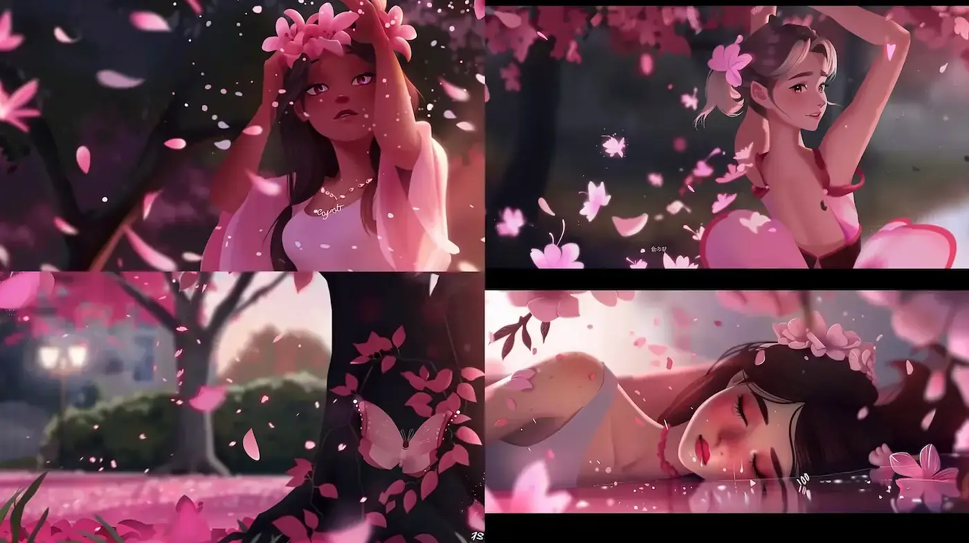 Serene and Dreamlike Aesthetic with Floral Motifs - Midjourney sref style