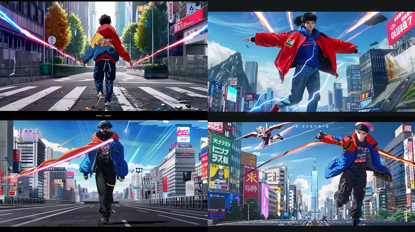 Dynamic Urban Anime-Inspired Vistas with Vivid Color Play - Midjourney sref style