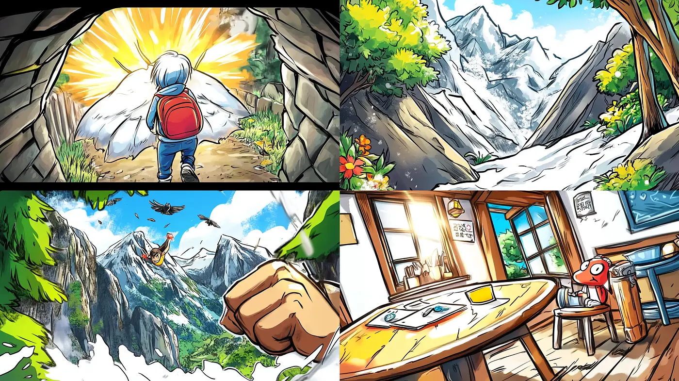 Dynamic Luminescent Storyboard Illustration Style - Midjourney sref style