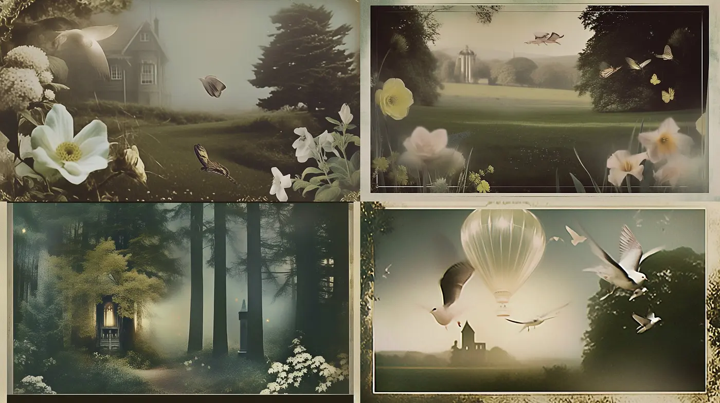 Ethereal Dreamscape: A Muted Palette Embracing the Tranquil Essence of Vintage Landscapes and Fantasies - Midjourney sref style