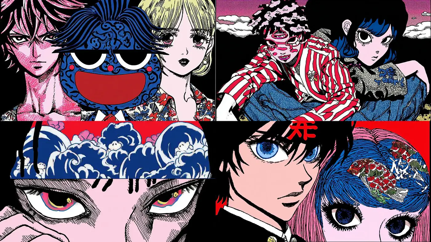 Vibrant and Dynamic Neon Manga Aesthetic with a Retro Touch - Midjourney sref style