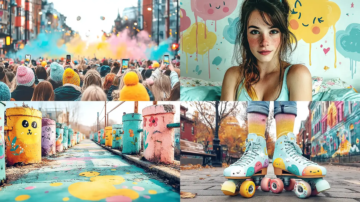 Vibrant and Playful Urban Aesthetic with a Nostalgic Touch - Midjourney sref style