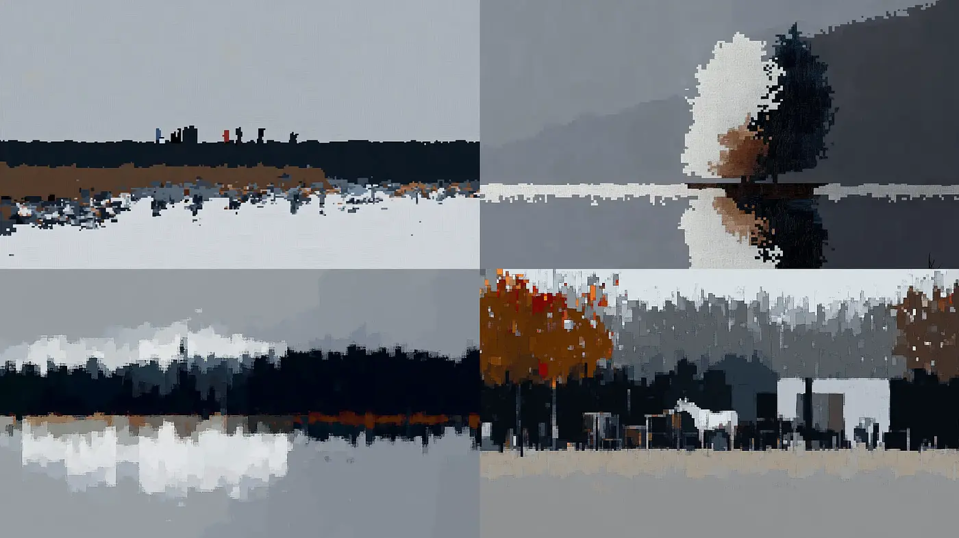 Contemplative Abstracted Landscapes in Earthy and Cool Tones - Midjourney sref style