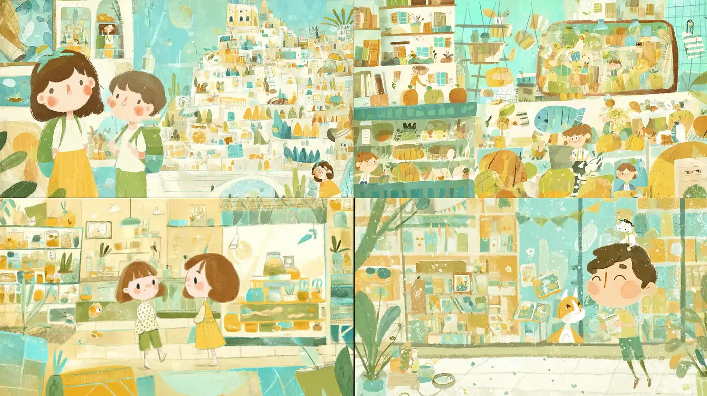 Whimsical and Playful Illustrative Style with Soft Textures - Midjourney sref style