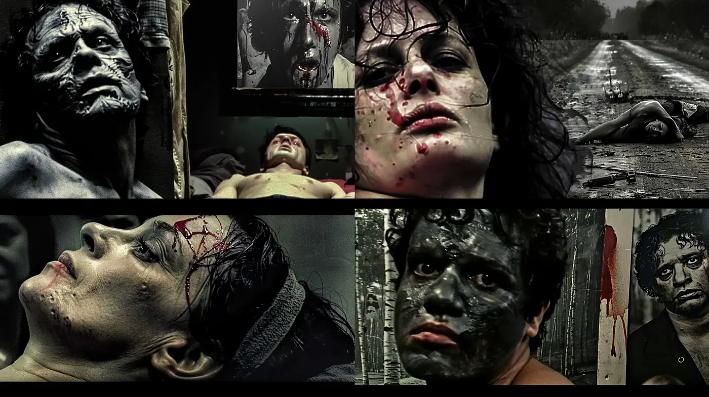 Grim Cinematic Tableaux with Dark Ambient Overtones - Midjourney sref style