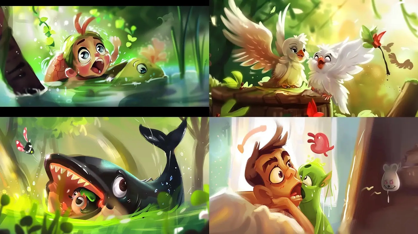 Lively Storybook Whimsy: A Fusion of Vivid Colors and Playful Illustration - Midjourney sref style